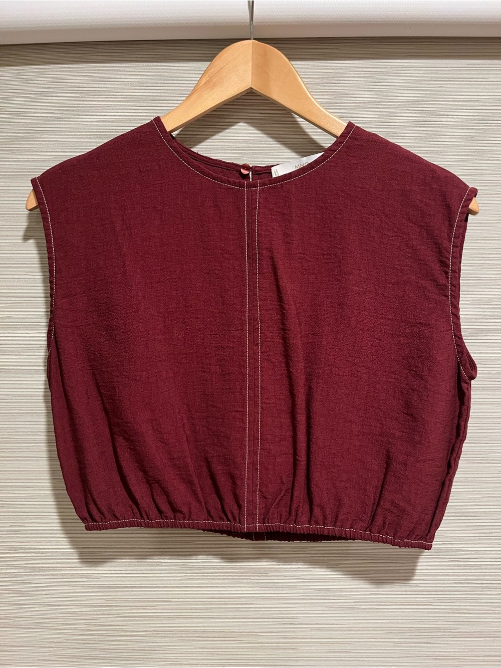 Mango Sleeveless Cropped Top in Burgundy